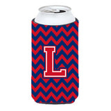 Letter L Chevron Yale Blue And Crimson Tall Boy Beverage Insulator Hugger Cj1054-Ltbc
