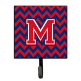 Caroline'S Treasures Letter M Chevron Yale Blue And Crimson Leash Or Key Holder Cj1054-Msh4, Small, Multicolor