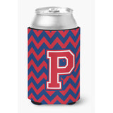 Caroline'S Treasures Cj1054-Pcc Letter P Chevron Yale Blue And Crimson Can Or Bottle Hugger, Multicolor