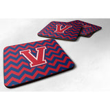 Caroline'S Treasures Cj1054-Vfc Letter V Chevron Yale Blue And Crimson Foam Coaster (Set Of 4), 3.5, Multicolor