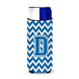 Letter D Chevron Blue And White Ultra Beverage Insulators For Slim Cans Cj1056-Dmuk