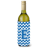Letter E Chevron Blue And White Wine Bottle Beverage Insulator Hugger Cj1056-Eliterk