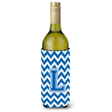 Letter L Chevron Blue And White Wine Bottle Beverage Insulator Hugger Cj1056-Lliterk