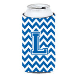 Letter L Chevron Blue And White Tall Boy Beverage Insulator Hugger Cj1056-Ltbc