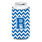 Letter R Chevron Blue And White Tall Boy Beverage Insulator Hugger Cj1056-Rtbc