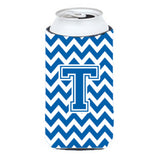 Letter T Chevron Blue And White Tall Boy Beverage Insulator Hugger Cj1056-Ttbc