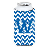 Letter W Chevron Blue And White Tall Boy Beverage Insulator Hugger Cj1056-Wtbc