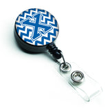 Caroline'S Treasures Cj1056-Xbr Letter X Chevron Blue & White Retractable Badge Reel, Multicolor