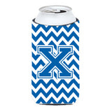 Letter X Chevron Blue And White Tall Boy Beverage Insulator Hugger Cj1056-Xtbc