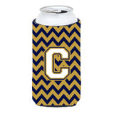 Letter C Chevron Navy Blue And Gold Tall Boy Beverage Insulator Hugger Cj1057-Ctbc