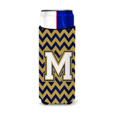 Letter M Chevron Navy Blue And Gold Ultra Beverage Insulators For Slim Cans Cj1057-Mmuk