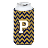 Letter P Chevron Navy Blue And Gold Tall Boy Beverage Insulator Hugger Cj1057-Ptbc