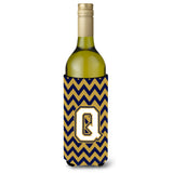 Letter Q Chevron Navy Blue And Gold Wine Bottle Beverage Insulator Hugger Cj1057-Qliterk
