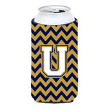 Letter U Chevron Navy Blue And Gold Tall Boy Beverage Insulator Hugger Cj1057-Utbc
