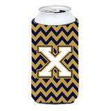 Letter X Chevron Navy Blue And Gold Tall Boy Beverage Insulator Hugger Cj1057-Xtbc