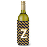 Letter Z Chevron Navy Blue And Gold Wine Bottle Beverage Insulator Hugger Cj1057-Zliterk