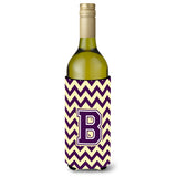 Letter B Chevron Purple And Gold Wine Bottle Beverage Insulator Hugger Cj1058-Bliterk
