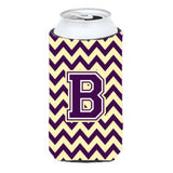 Letter B Chevron Purple And Gold Tall Boy Beverage Insulator Hugger Cj1058-Btbc