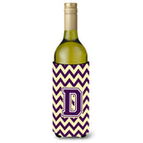 Letter D Chevron Purple And Gold Wine Bottle Beverage Insulator Hugger Cj1058-Dliterk