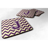 Caroline'S Treasures Cj1058-Jfc Letter J Chevron Purple And Gold Foam Coaster (Set Of 4), 3.5, Multicolor