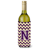 Letter N Chevron Purple And Gold Wine Bottle Beverage Insulator Hugger Cj1058-Nliterk