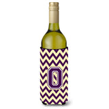 Letter O Chevron Purple And Gold Wine Bottle Beverage Insulator Hugger Cj1058-Oliterk