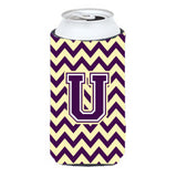 Letter U Chevron Purple And Gold Tall Boy Beverage Insulator Hugger Cj1058-Utbc