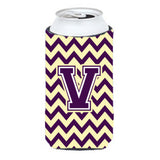 Letter V Chevron Purple And Gold Tall Boy Beverage Insulator Hugger Cj1058-Vtbc