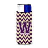 Letter W Chevron Purple And Gold Ultra Beverage Insulators For Slim Cans Cj1058-Wmuk