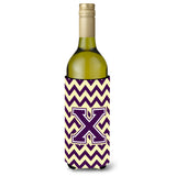 Letter X Chevron Purple And Gold Wine Bottle Beverage Insulator Hugger Cj1058-Xliterk