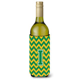 Letter I Chevron Green And Gold Wine Bottle Beverage Insulator Hugger Cj1059-Iliterk