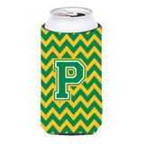 Letter P Chevron Green And Gold Tall Boy Beverage Insulator Hugger Cj1059-Ptbc
