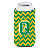 Letter Q Chevron Green And Gold Tall Boy Beverage Insulator Hugger Cj1059-Qtbc