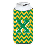 Letter X Chevron Green And Gold Tall Boy Beverage Insulator Hugger Cj1059-Xtbc