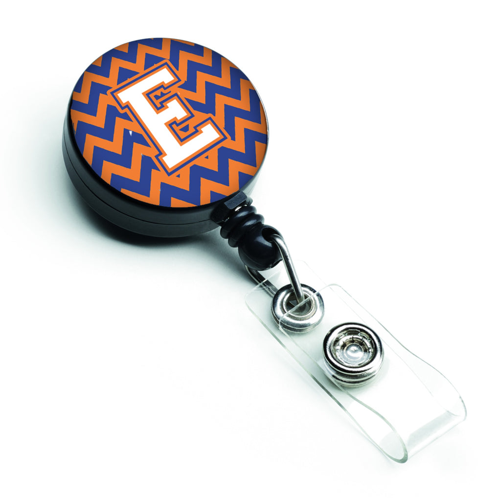 Caroline'S Treasures Letter E Chevron Blue And Orange #3 Retractable Badge Reel (Cj1060-Ebr)