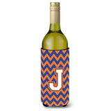 Letter J Chevron Blue And Orange Wine Bottle Beverage Insulator Hugger Cj1060-Jliterk