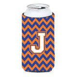 Letter J Chevron Blue And Orange Tall Boy Beverage Insulator Hugger Cj1060-Jtbc