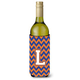 Letter L Chevron Blue And Orange Wine Bottle Beverage Insulator Hugger Cj1060-Lliterk