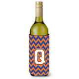 Letter Q Chevron Blue And Orange Wine Bottle Beverage Insulator Hugger Cj1060-Qliterk