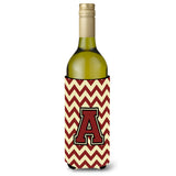 Letter A Chevron Maroon And Gold Wine Bottle Beverage Insulator Hugger Cj1061-Aliterk