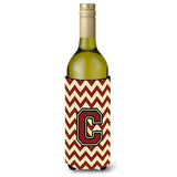 Letter C Chevron Maroon And Gold Wine Bottle Beverage Insulator Hugger Cj1061-Cliterk