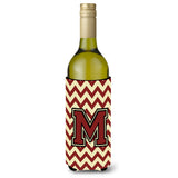 Letter M Chevron Maroon And Gold Wine Bottle Beverage Insulator Hugger Cj1061-Mliterk