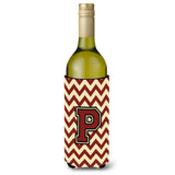 Letter P Chevron Maroon And Gold Wine Bottle Beverage Insulator Hugger Cj1061-Pliterk