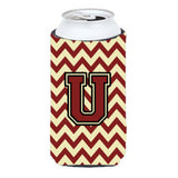 Letter U Chevron Maroon And Gold Tall Boy Beverage Insulator Hugger Cj1061-Utbc