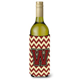 Letter W Chevron Maroon And Gold Wine Bottle Beverage Insulator Hugger Cj1061-Wliterk