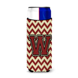 Letter W Chevron Maroon And Gold Ultra Beverage Insulators For Slim Cans Cj1061-Wmuk