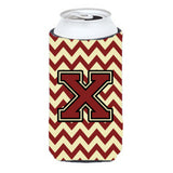 Letter X Chevron Maroon And Gold Tall Boy Beverage Insulator Hugger Cj1061-Xtbc