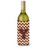 Letter Y Chevron Maroon And Gold Wine Bottle Beverage Insulator Hugger Cj1061-Yliterk