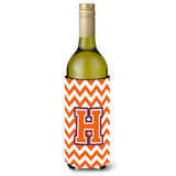 Letter H Chevron Orange And Regalia Wine Bottle Beverage Insulator Hugger Cj1062-Hliterk