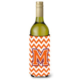 Letter M Chevron Orange And Regalia Wine Bottle Beverage Insulator Hugger Cj1062-Mliterk